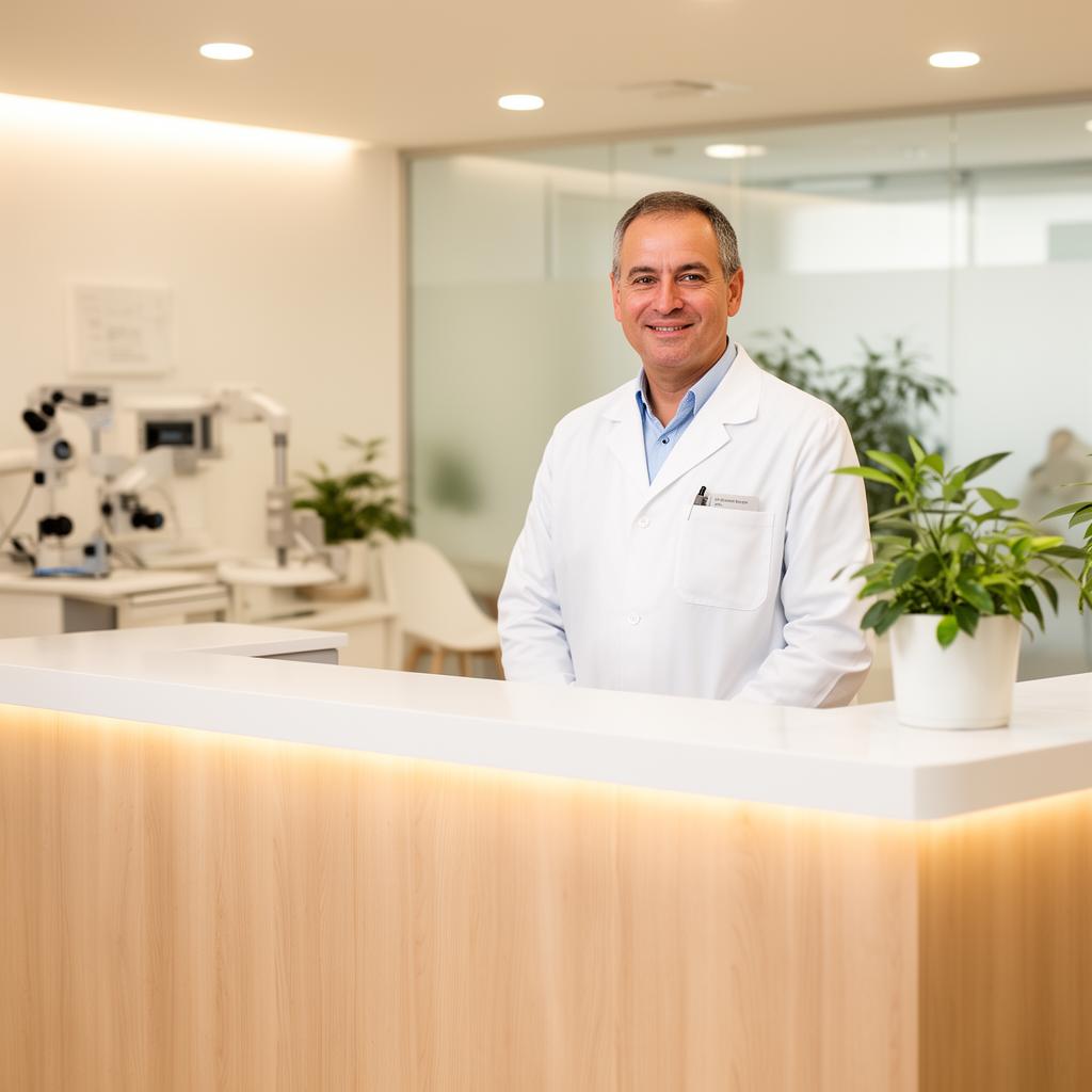 Heller Empfangsbereich der orthopädischen Praxis OrthoHamburg